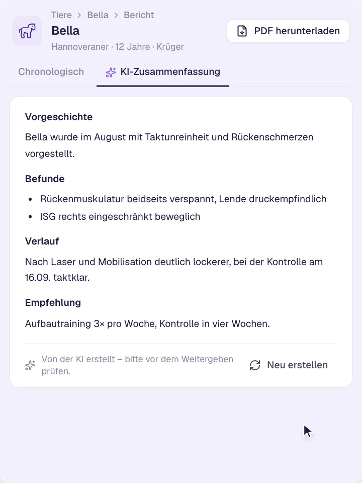 Tierarztberichte mit KI