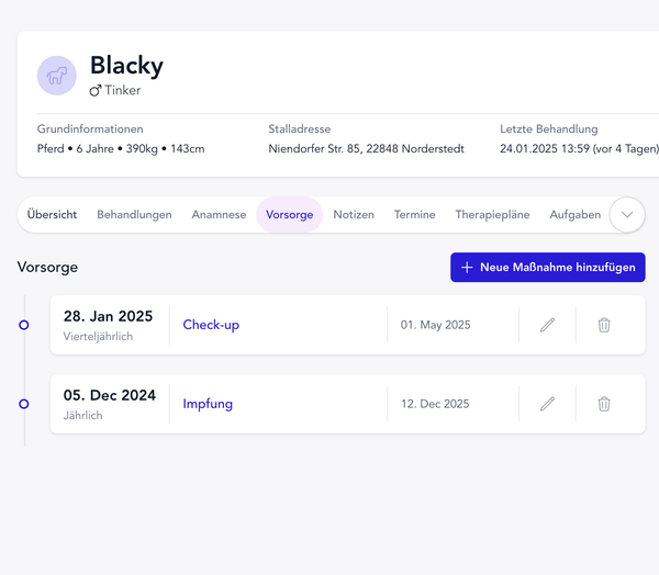 Vorsorgemaßnahmen verwalten